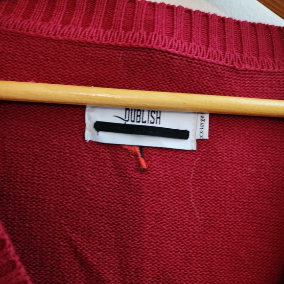 Publish The Lorenz Cardigan Sweater Red White Men's XXL V-Neck Cotton Classic - Picture 3 of 10